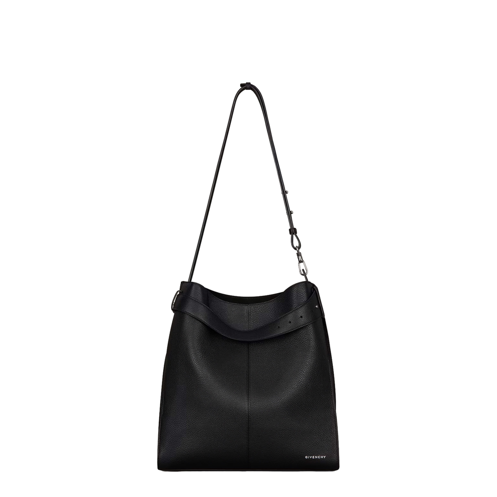 Medium Belted Hobo Bag in Grained Leather