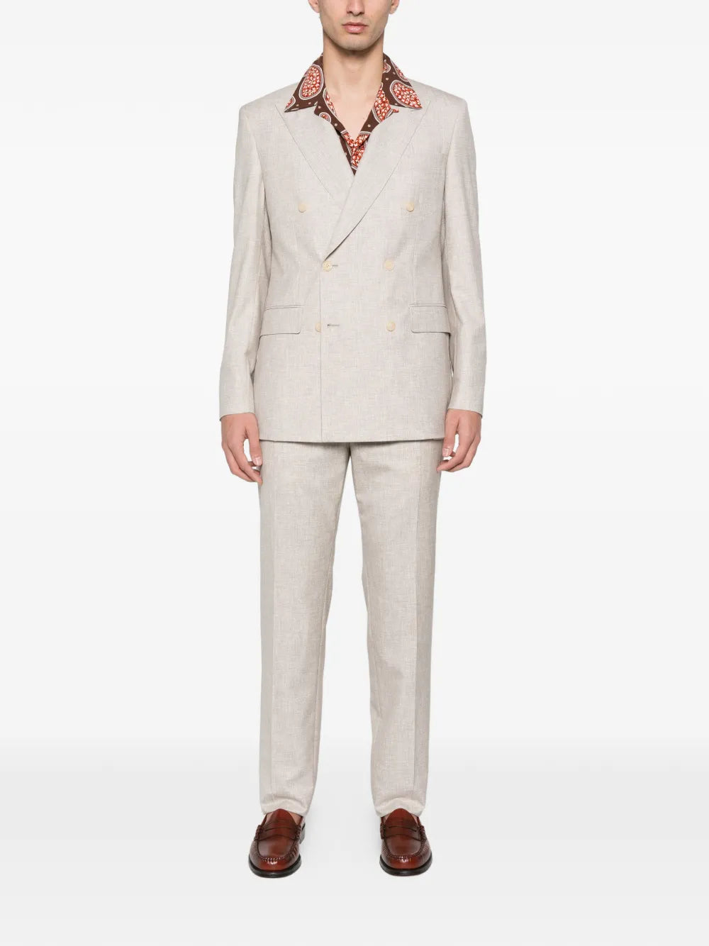 buttoned double-breasted suit