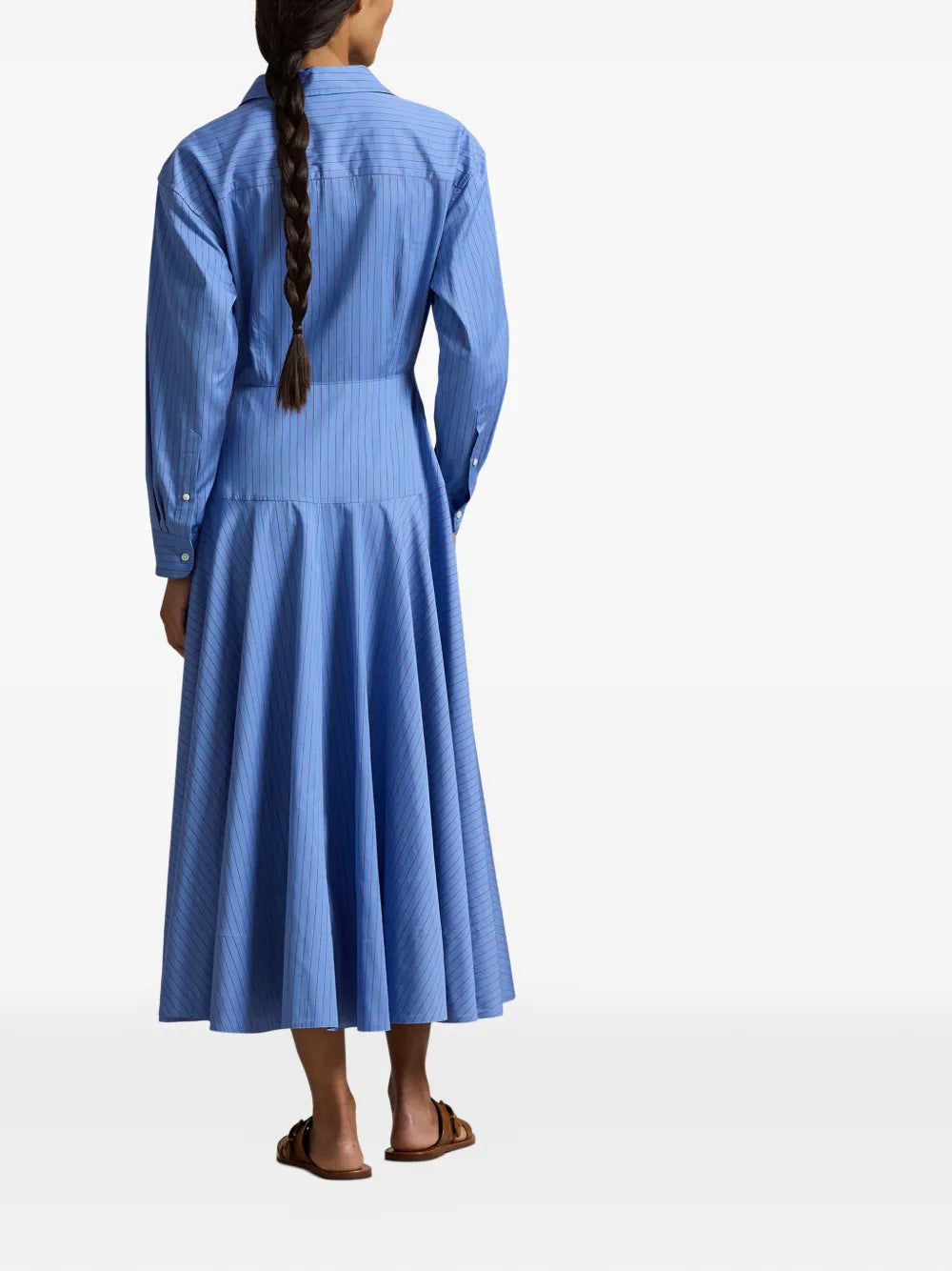pinstripe midi dress