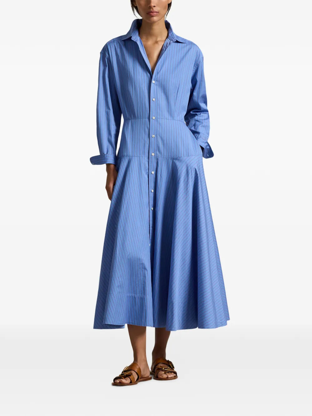 pinstripe midi dress