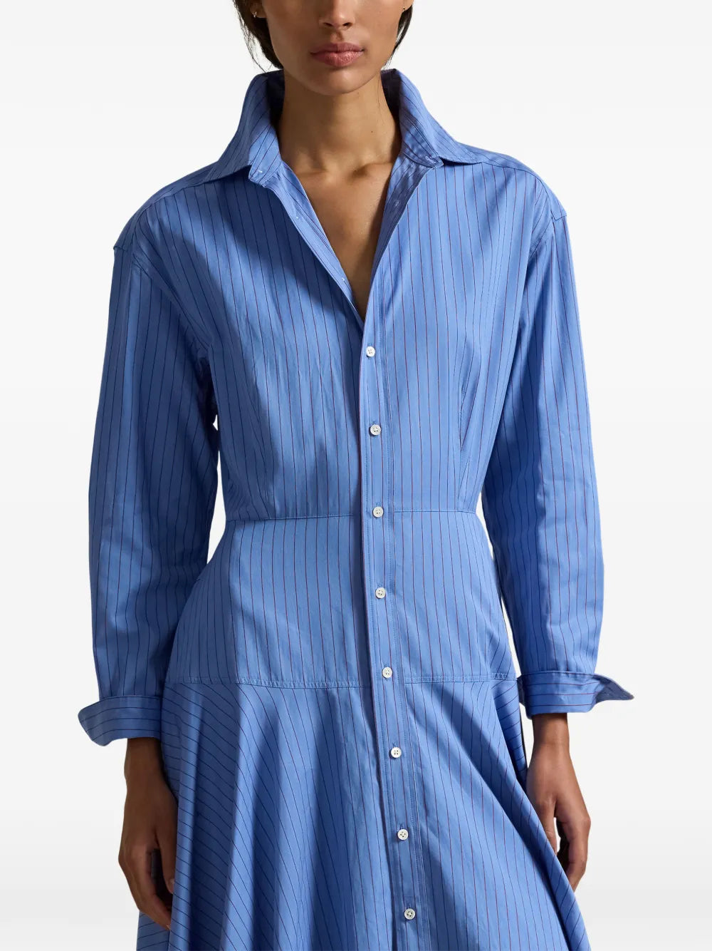 pinstripe midi dress