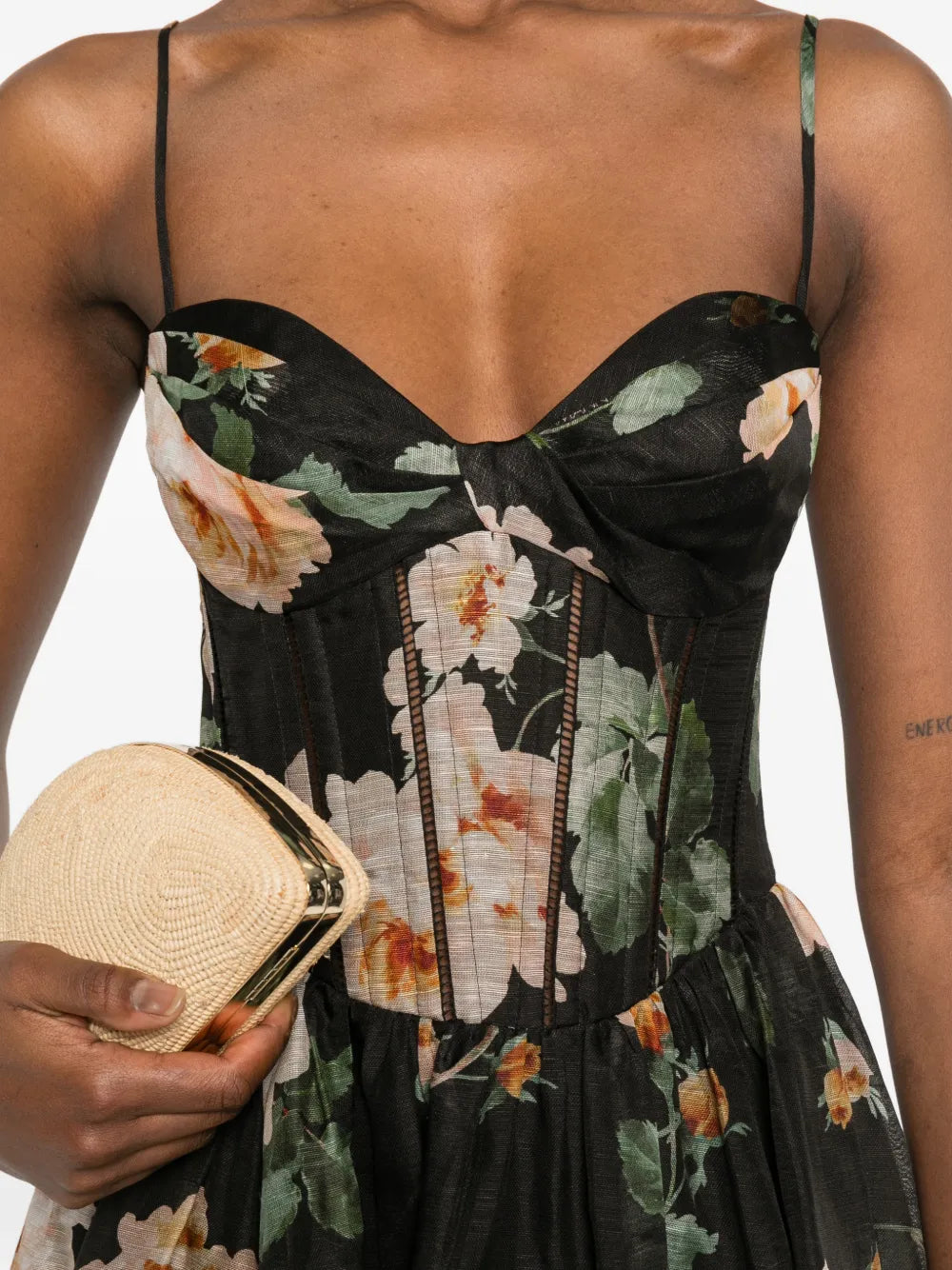 Luna corset floral midi dress
