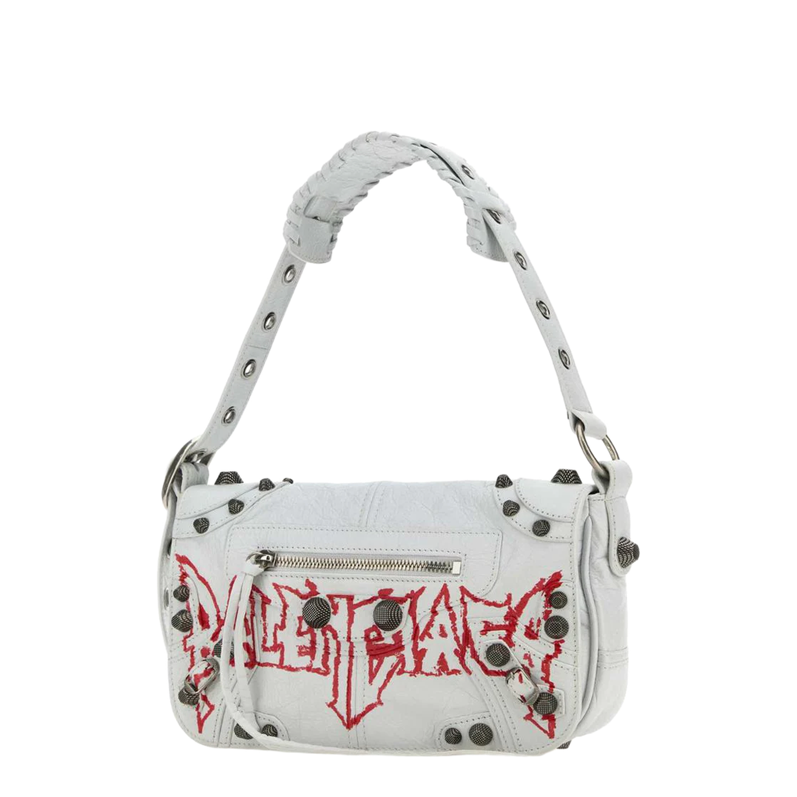White Leather Cagole XS DIY Metal Crossbody Bag