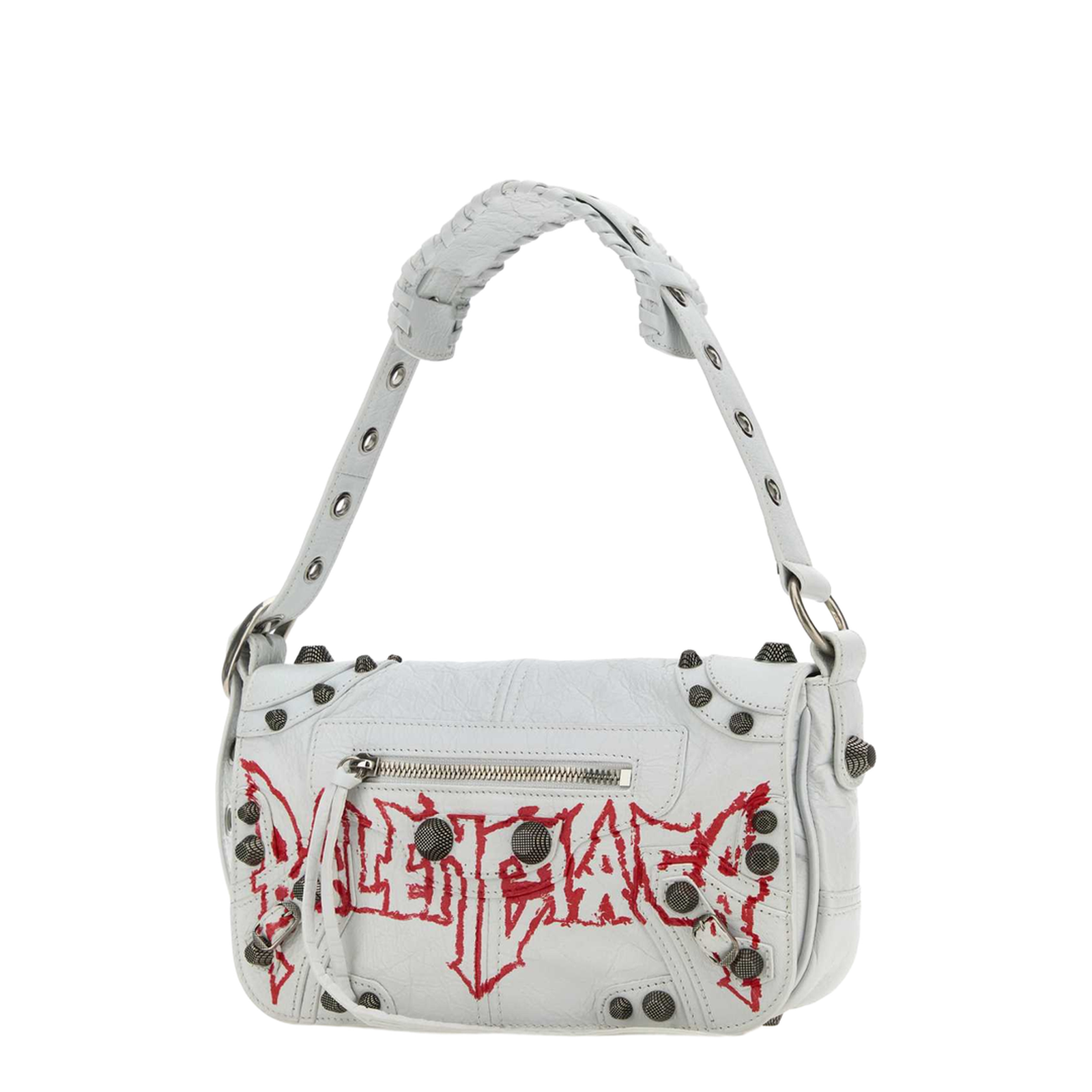 White Leather Cagole XS DIY Metal Crossbody Bag