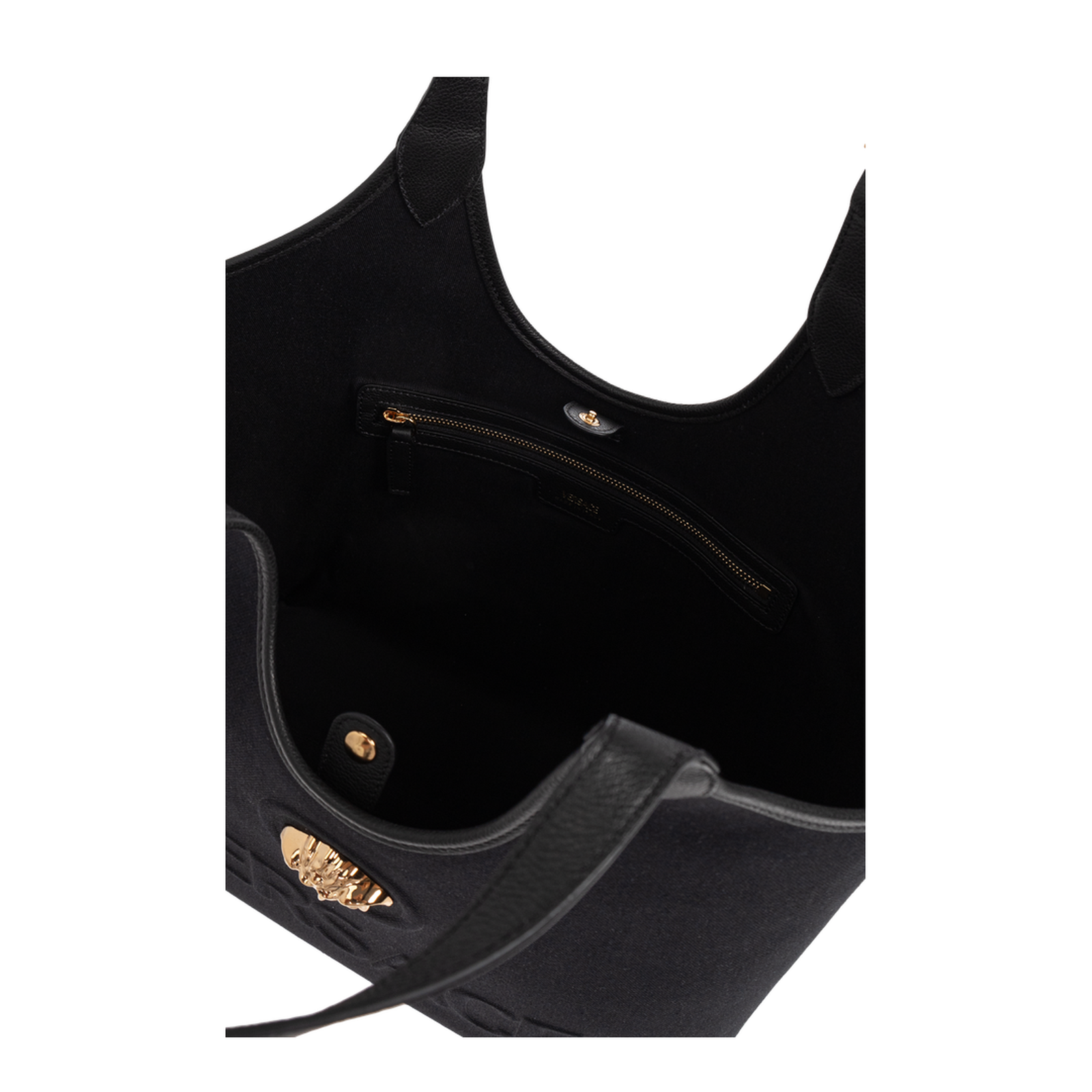 La Medusa Canvas Tote Bag Leather Black