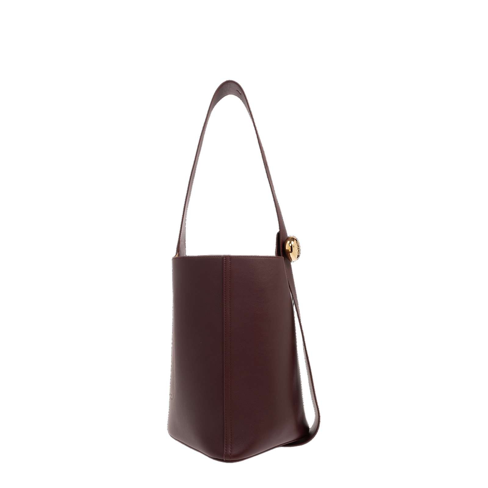 Pebble Medium Leather Bucket Bag - Dark Burgundy