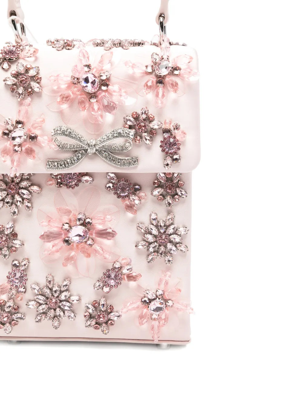 floral-crystal satin mini tote bag