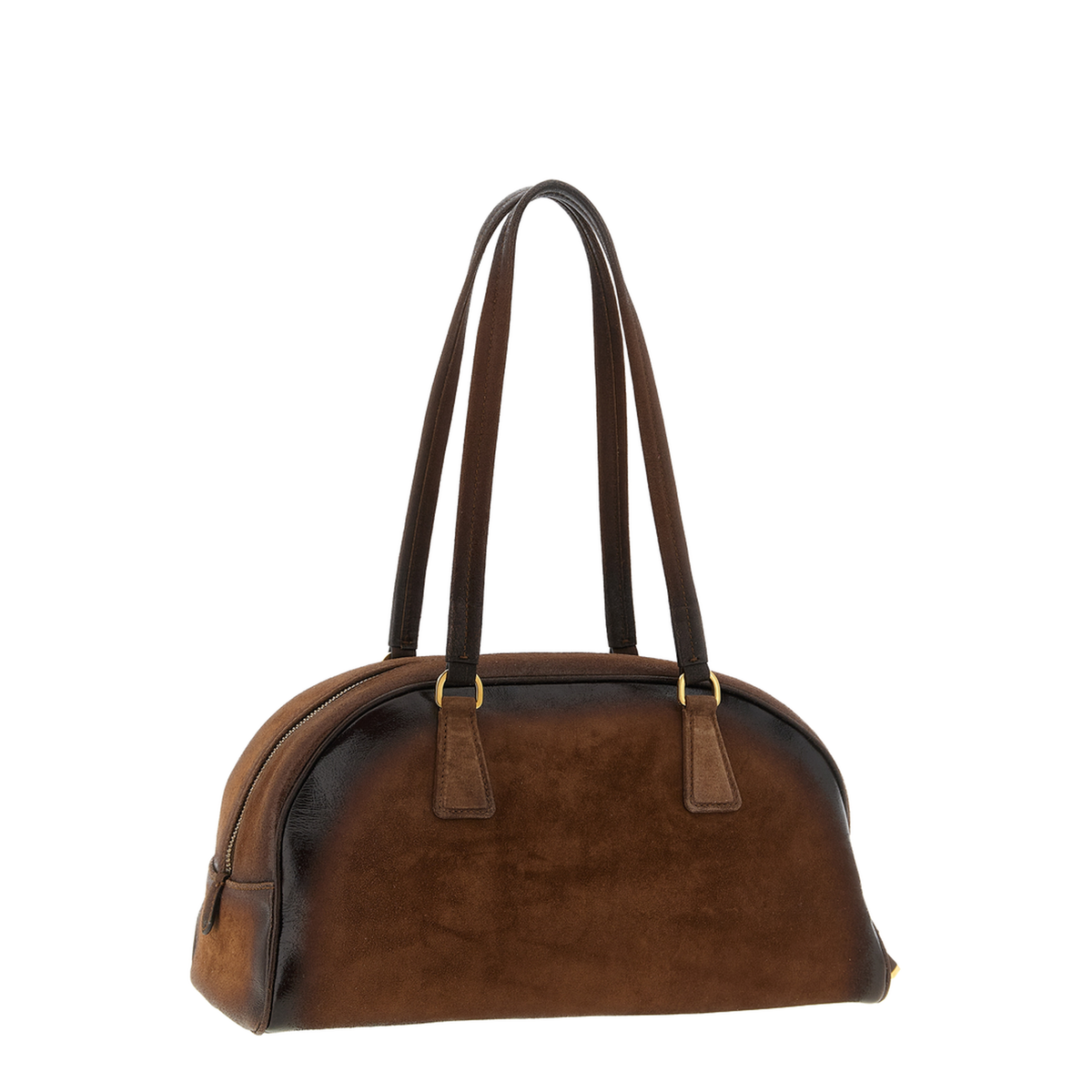 Bowling Medium Suede Bag Brown