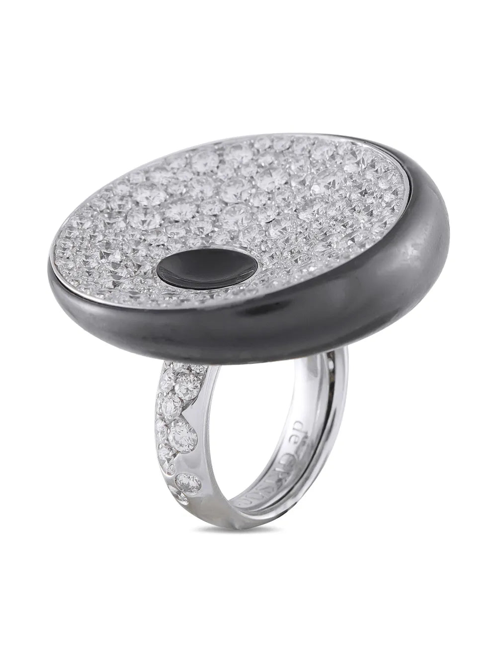 18K white gold De Grisogono diamond and onyx ring