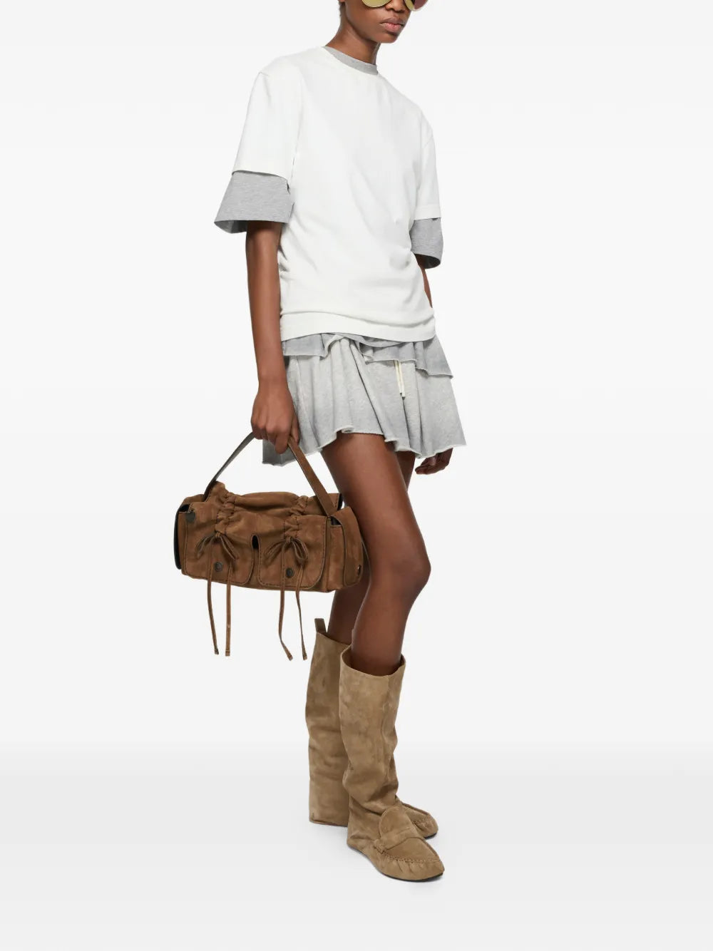 drawstring-detail leather shoulder bag