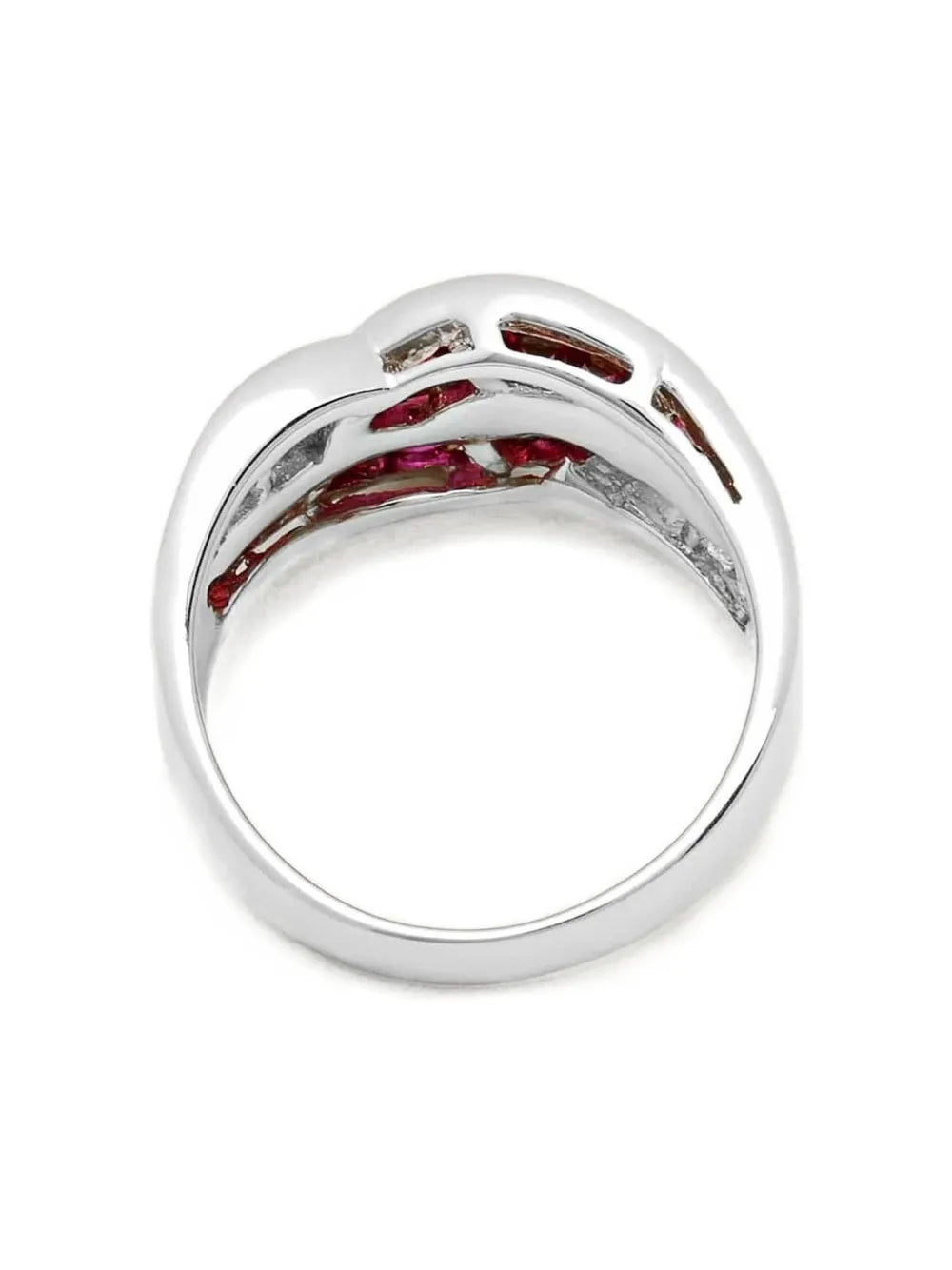 Platinum ruby diamond knot ring