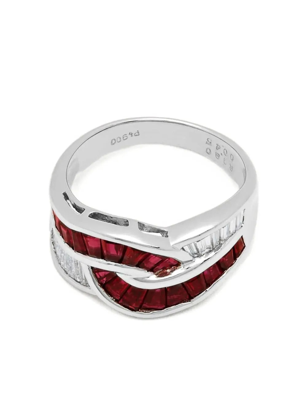Platinum ruby diamond knot ring