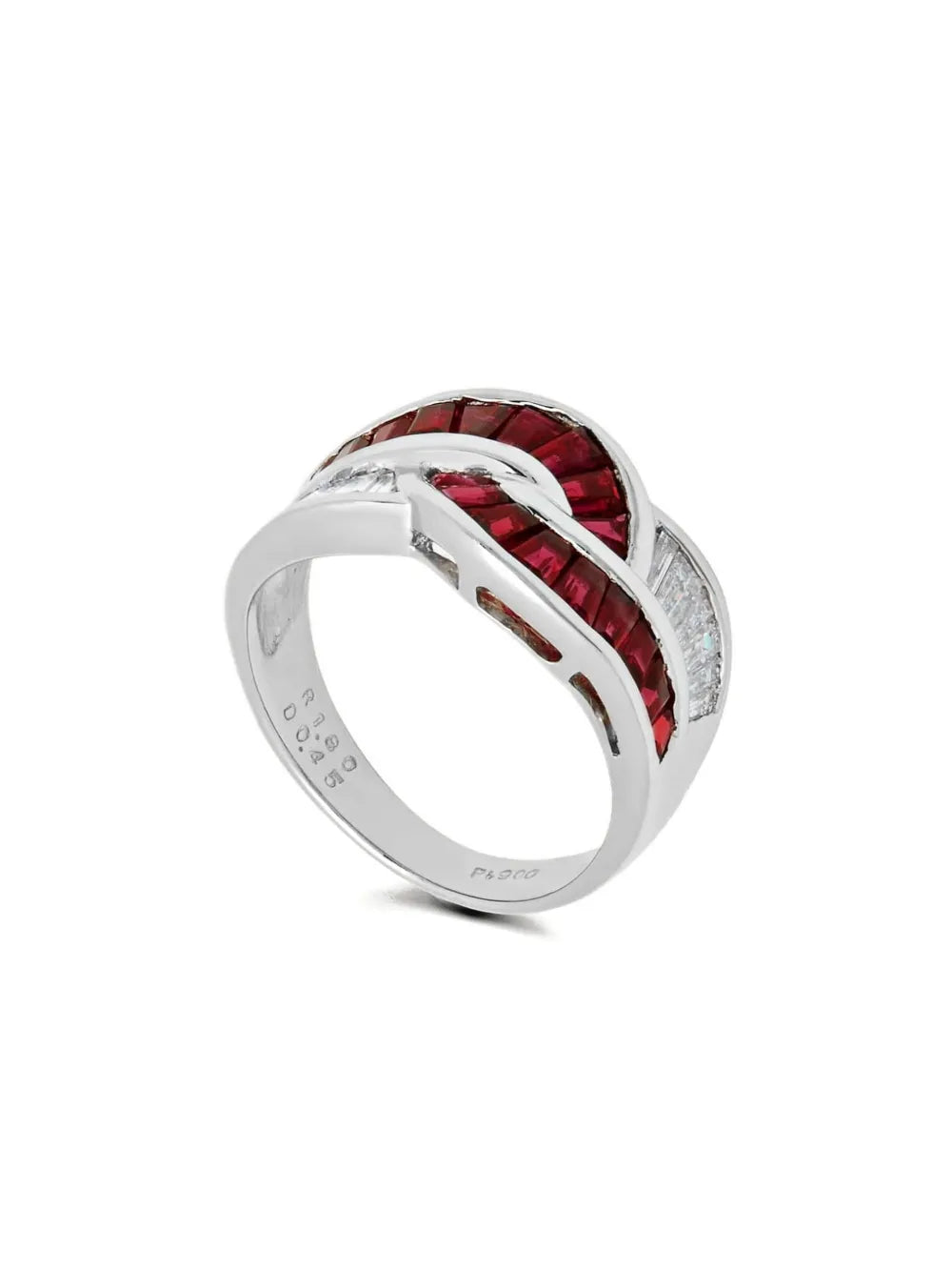 Platinum ruby diamond knot ring