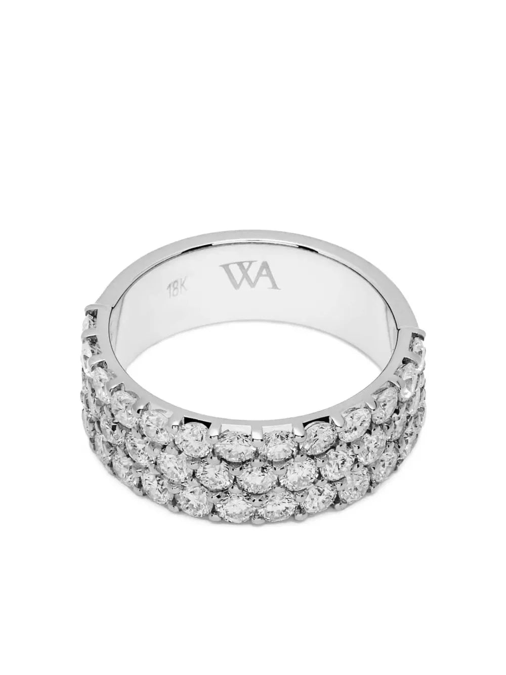 18K white gold diamond three-row ring