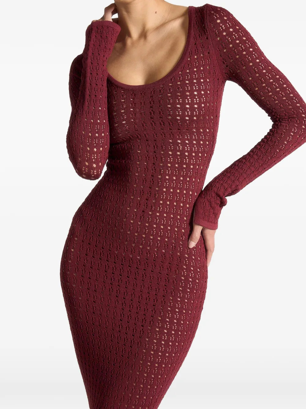 knitted scoop neck maxi dress
