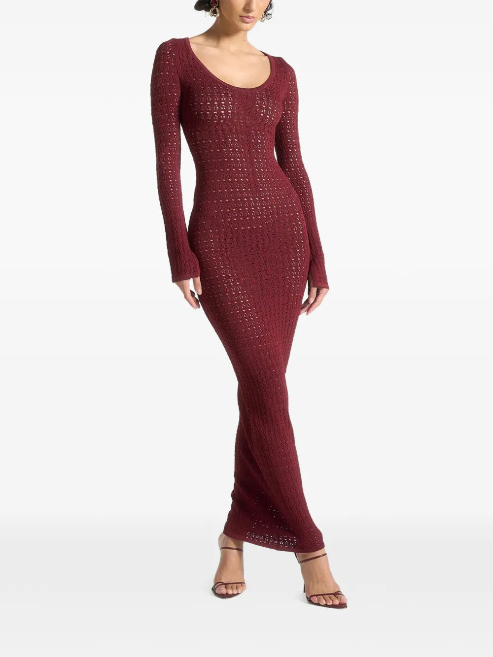 knitted scoop neck maxi dress