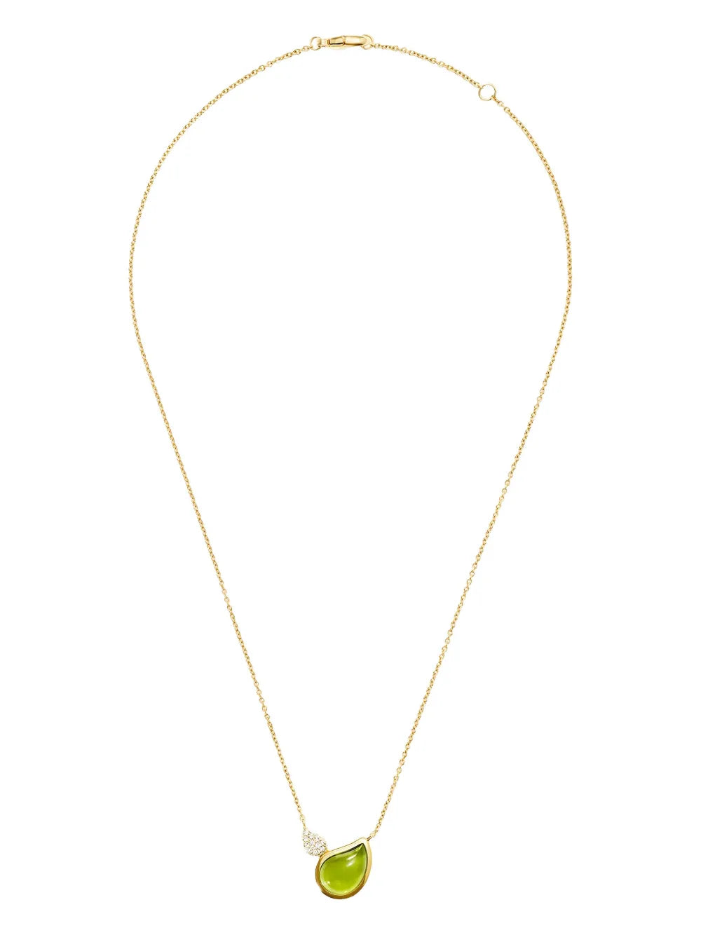 18K yellow gold Signature Two Drops peridot and diamond necklace