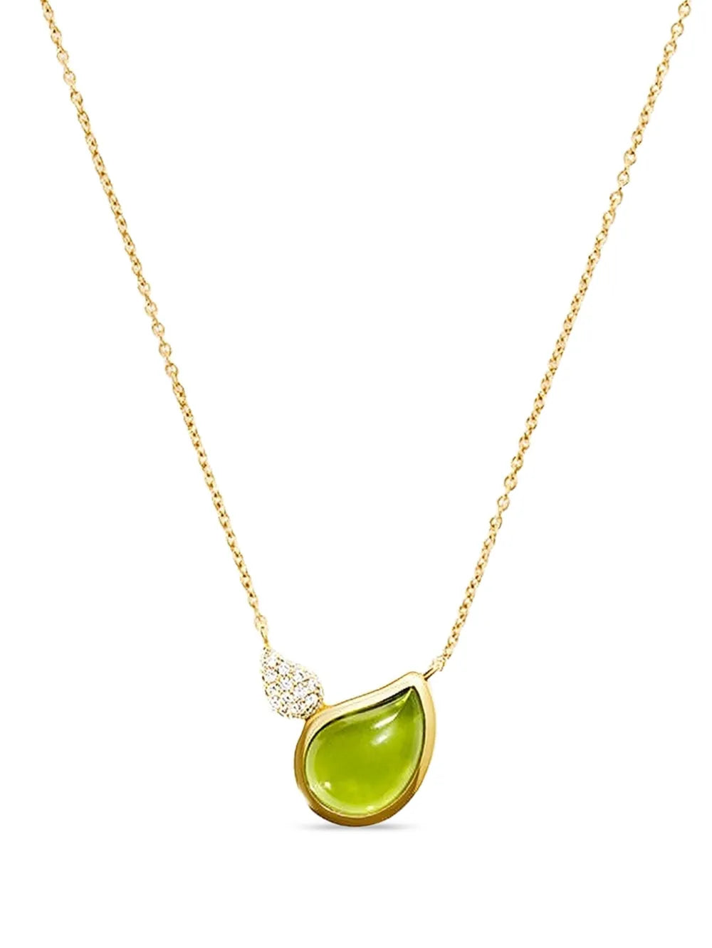 18K yellow gold Signature Two Drops peridot and diamond necklace