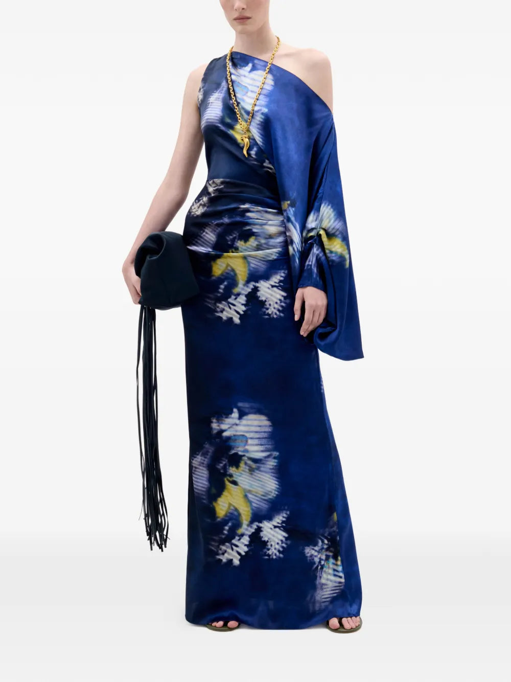 Dotty one-shoulder floral maxi dress