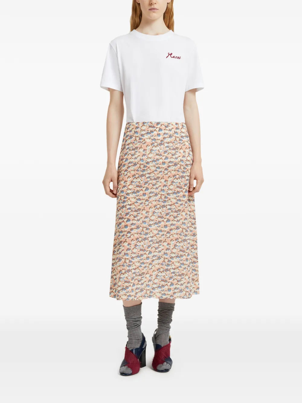 Floral Print Midi Skirt