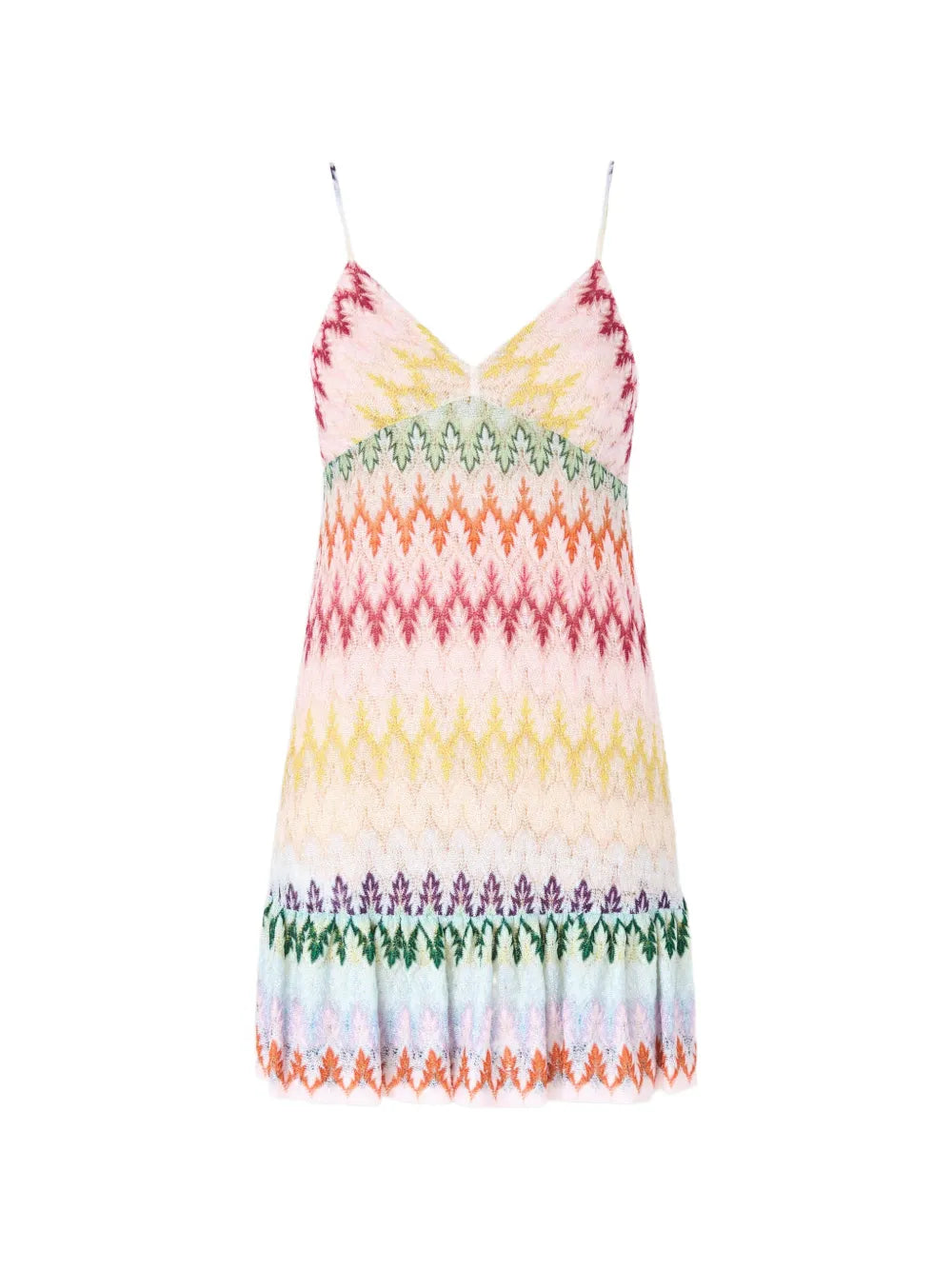 V-neck chevron-pattern mini dress