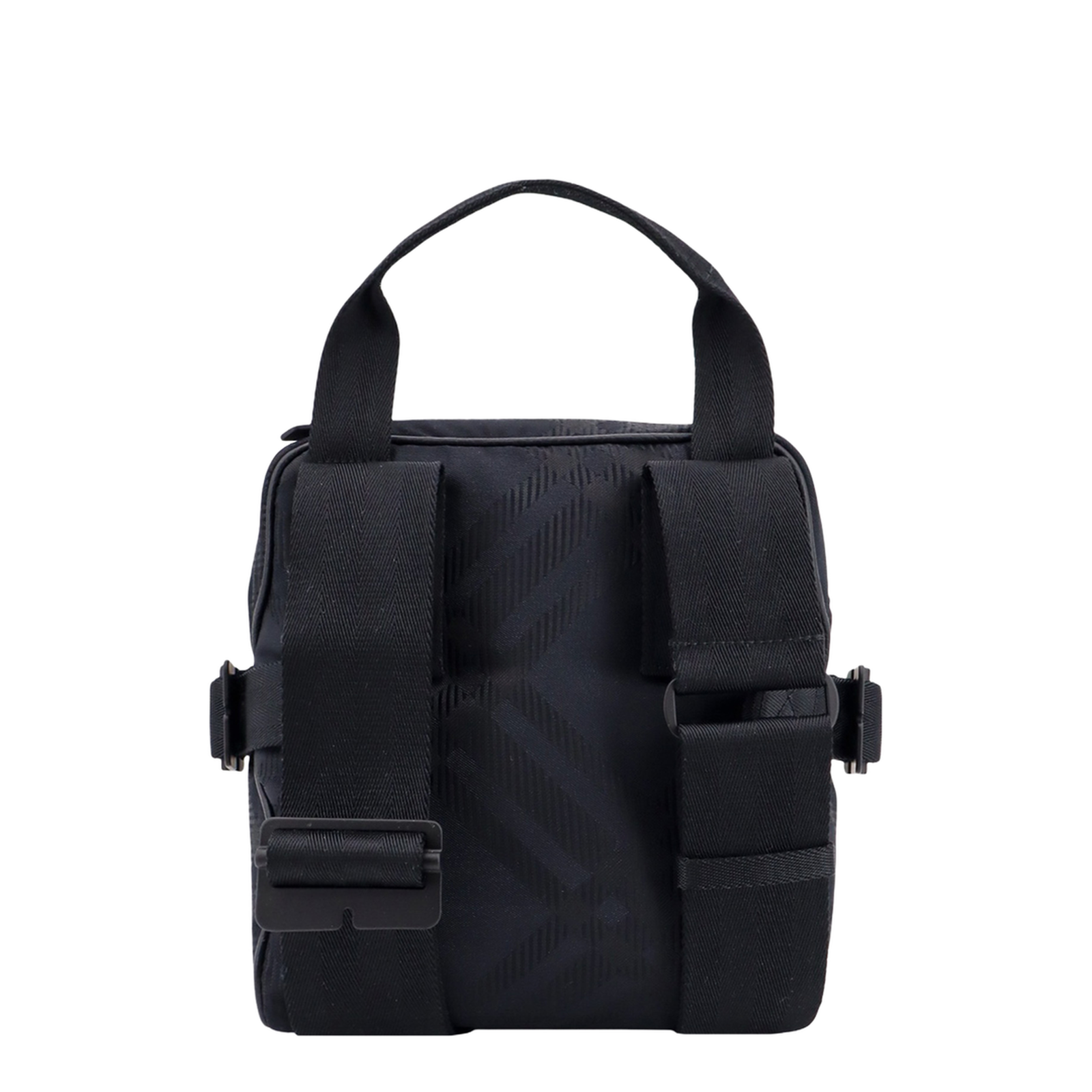Check Jacquard Crossbody Bag in Black Polyamide