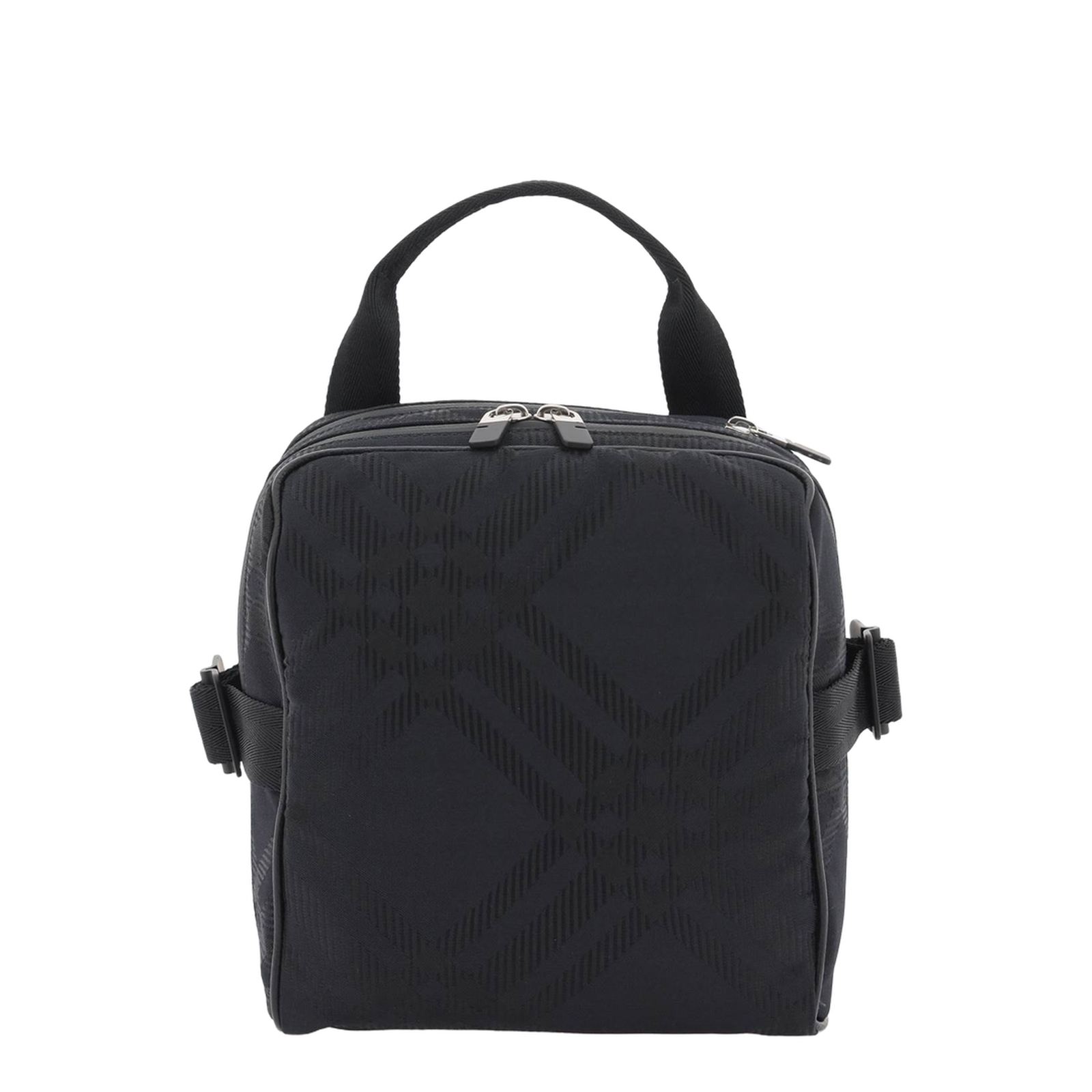 Check Jacquard Crossbody Bag in Black Polyamide