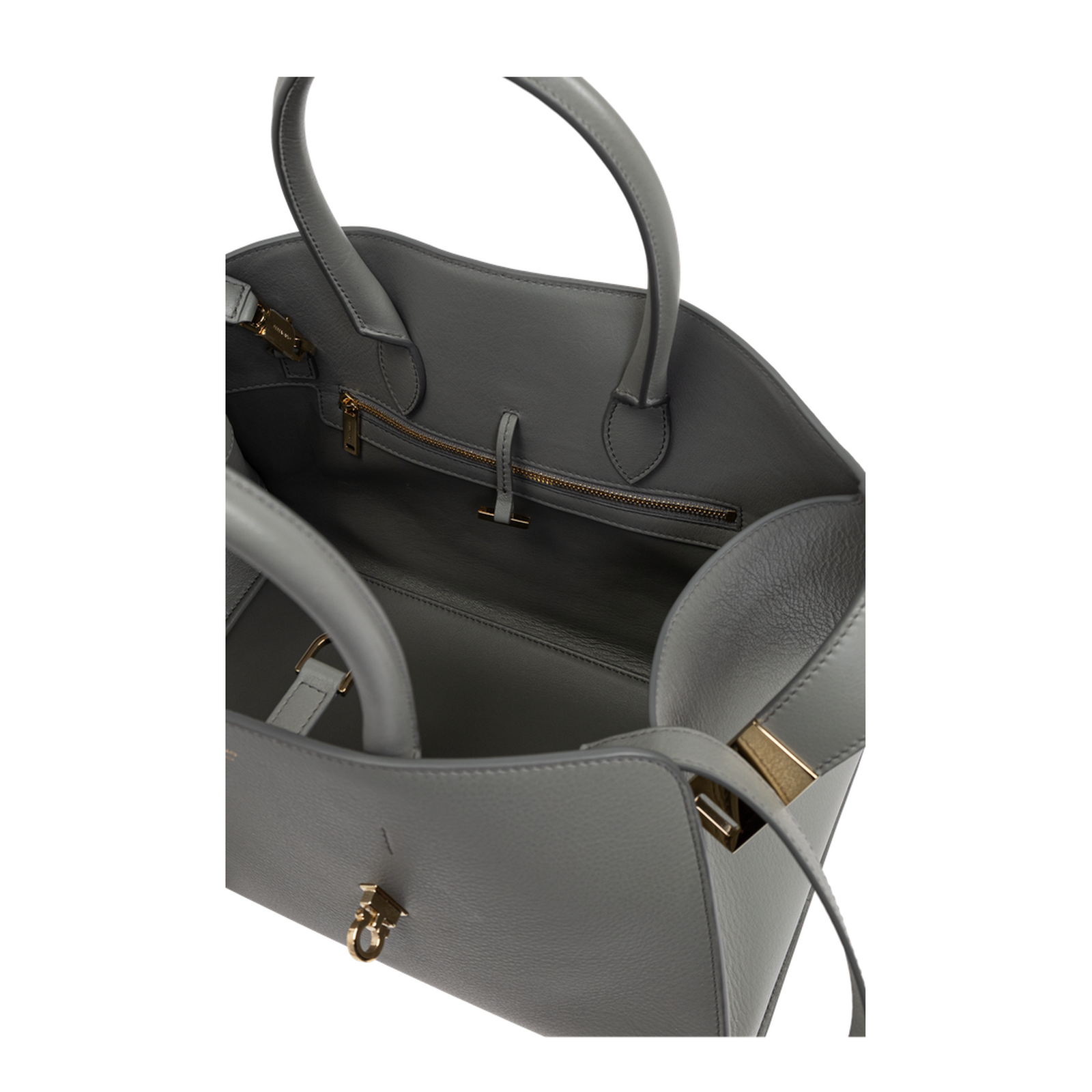 Hug Medium Leather Handbag - Ash Grey