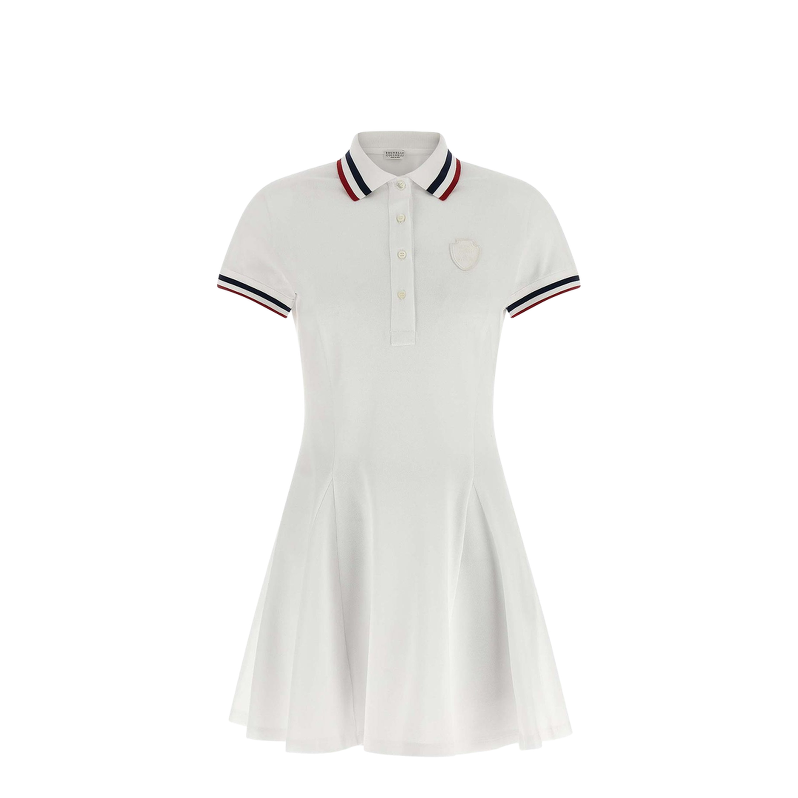Striped Polo MIni Dress - White
