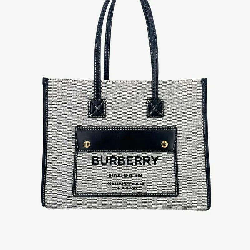 C550 - Burberry Gray Canvas Leather Small Freya Tote Bag