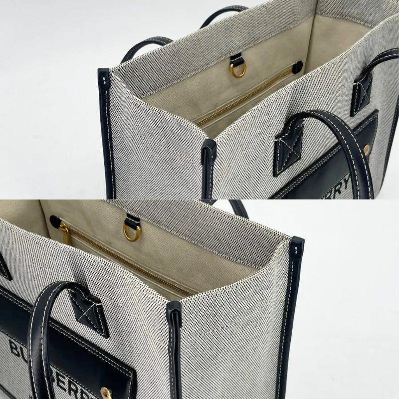 C550 - Burberry Gray Canvas Leather Small Freya Tote Bag