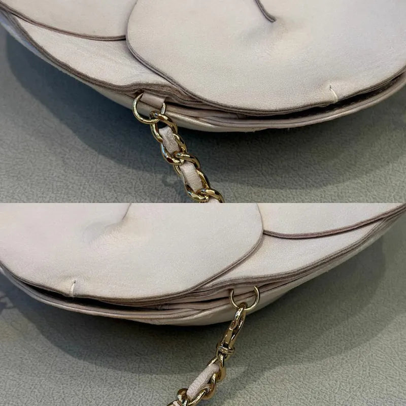 C531 - CHANEL Vintage Pale Pink Calfskin Camellia Wristlet Evening Bag