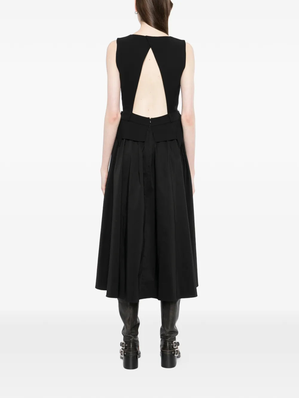 belt-detail midi dress