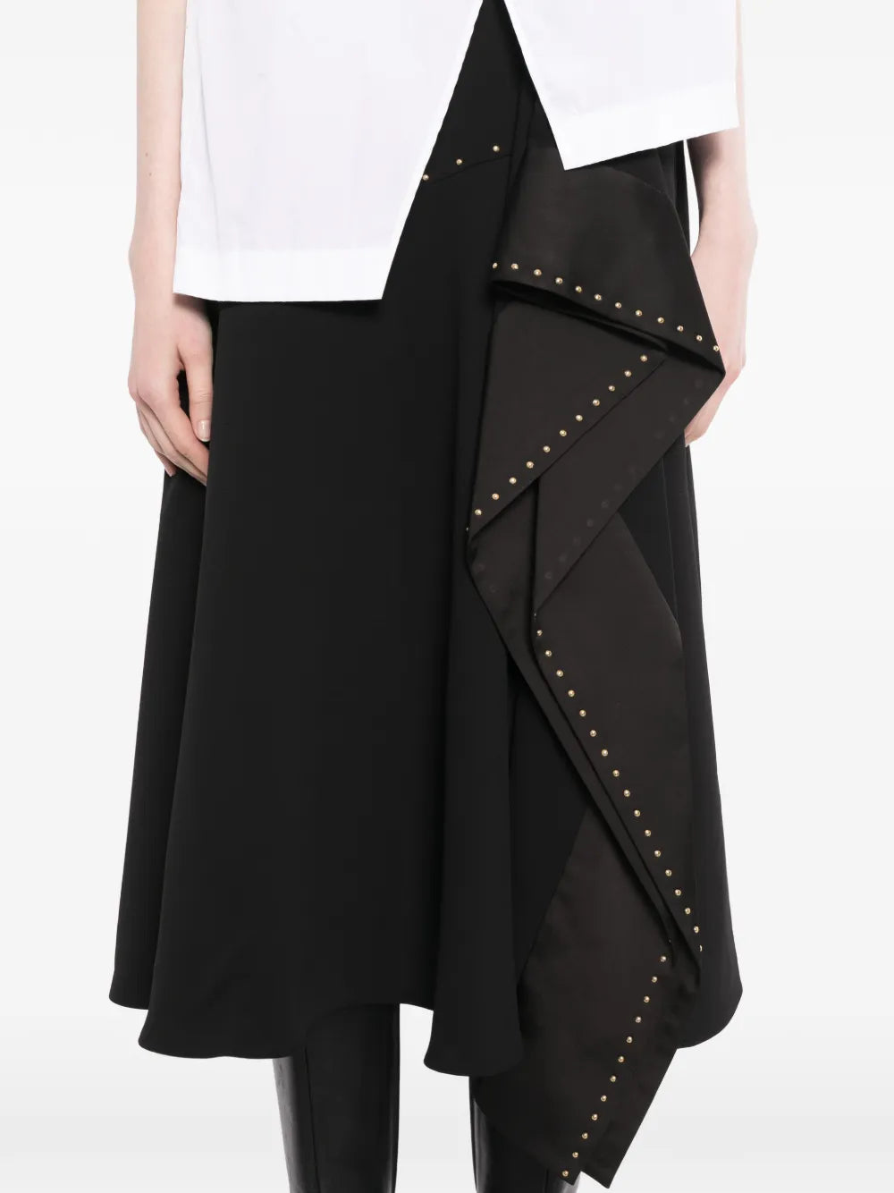 stud-embellished midi skirt