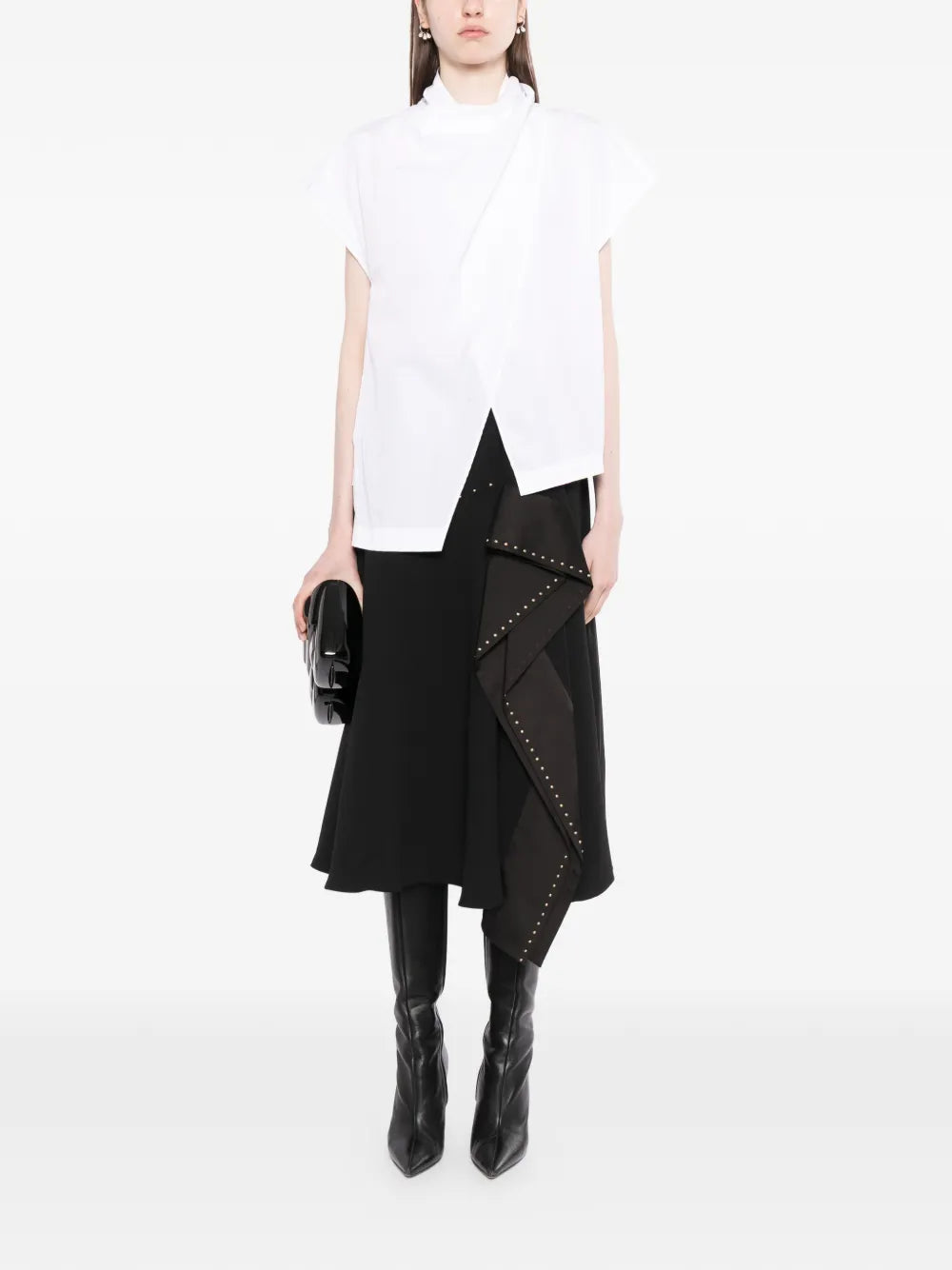 stud-embellished midi skirt
