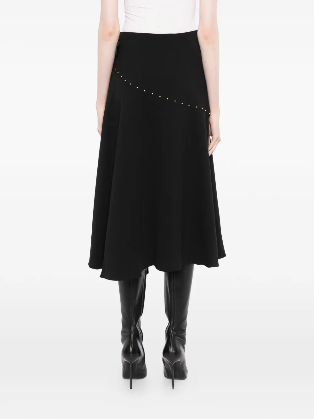 stud-embellished midi skirt
