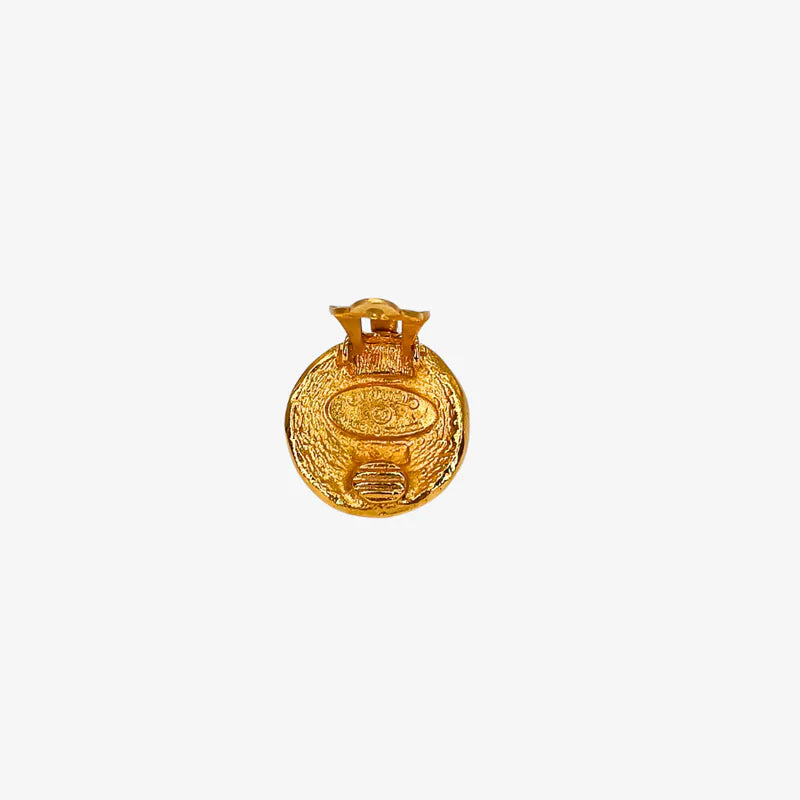 RC359 - CHANEL Vintage Round Gold Plated Clip-On Earrings