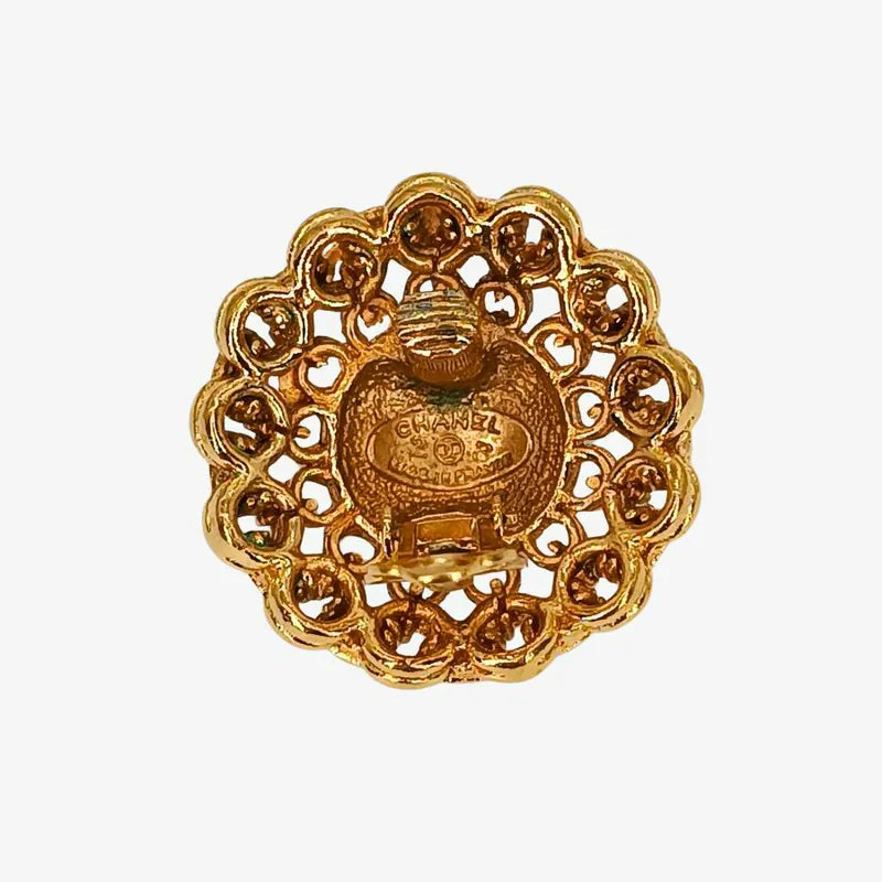RC324 - CHANEL Vintage Round Gold Plated Clip-On Earrings