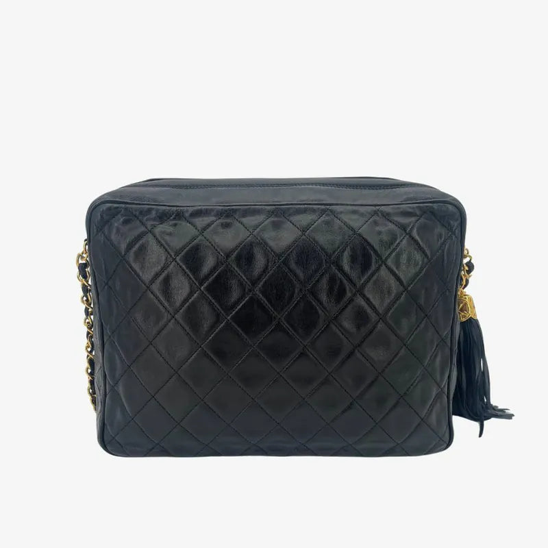 RC244 - CHANEL Vintage Black Lambskin Tassel Camera Bag