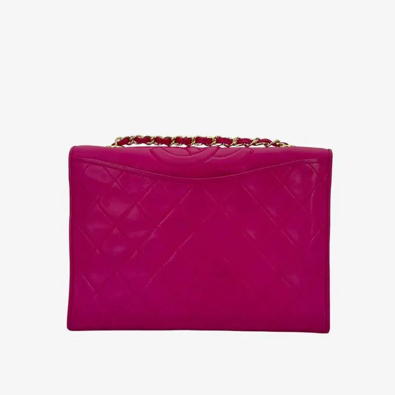 RB637 - CHANEL Vintage Pink Lambskin Quilted Flap Bag
