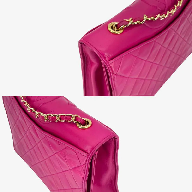 RB637 - CHANEL Vintage Pink Lambskin Quilted Flap Bag