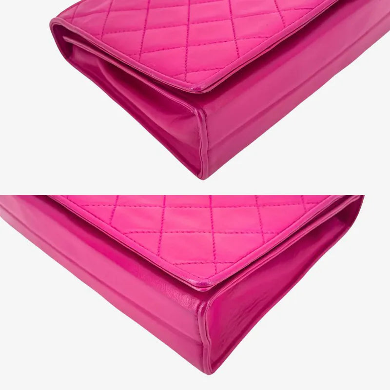 RB637 - CHANEL Vintage Pink Lambskin Quilted Flap Bag