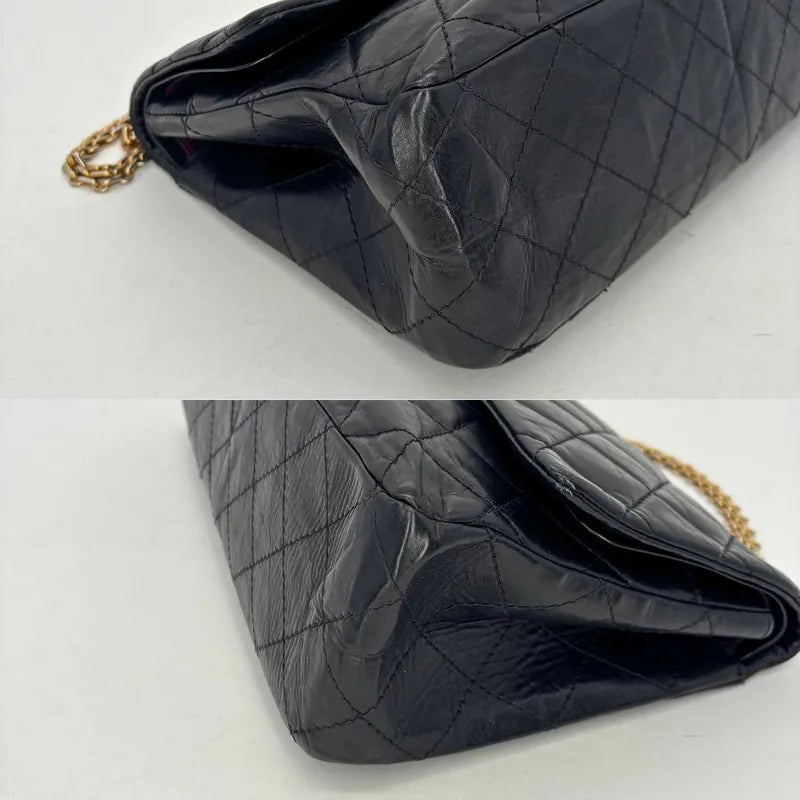 JU941 - CHANEL Black Calfskin 2.55 Jumbo Flap Bag