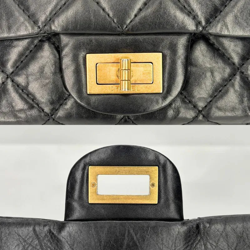 JU941 - CHANEL Black Calfskin 2.55 Jumbo Flap Bag