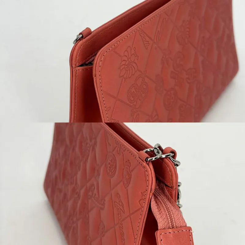 JW171 - CHANEL Vintage Pink Lambskin Lucky Symbols Pochette Embossed Quilted Shoulder Bag