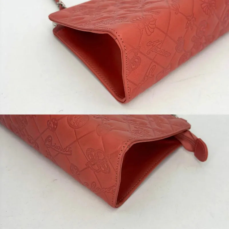 JW171 - CHANEL Vintage Pink Lambskin Lucky Symbols Pochette Embossed Quilted Shoulder Bag