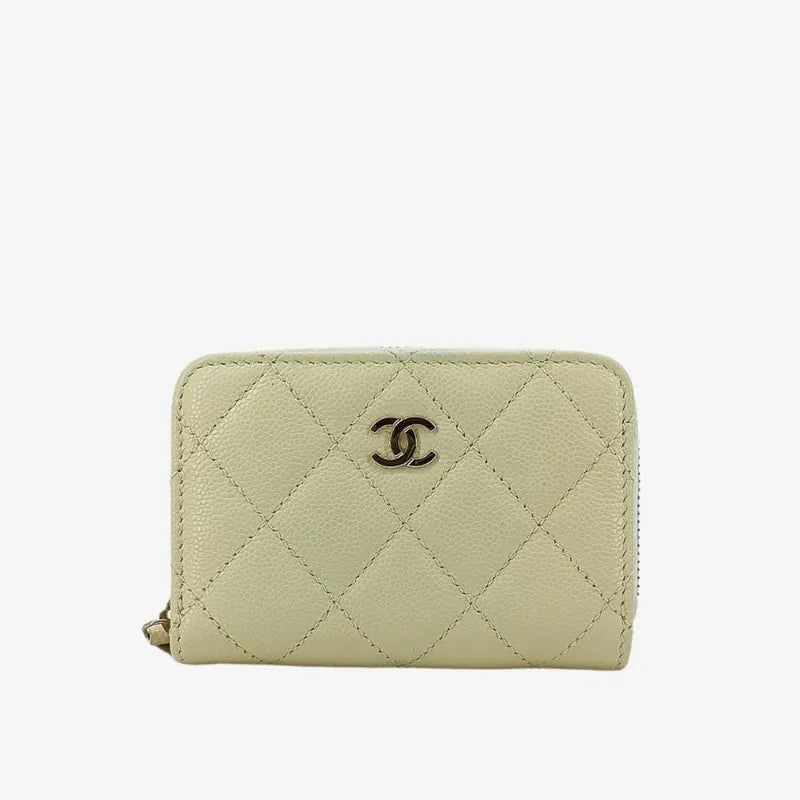 RA383 - CHANEL Yellow Caviar Leather Classic Zipped Coin Purse