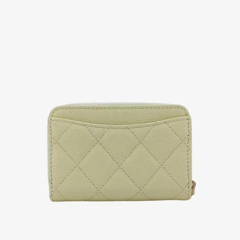 RA383 - CHANEL Yellow Caviar Leather Classic Zipped Coin Purse