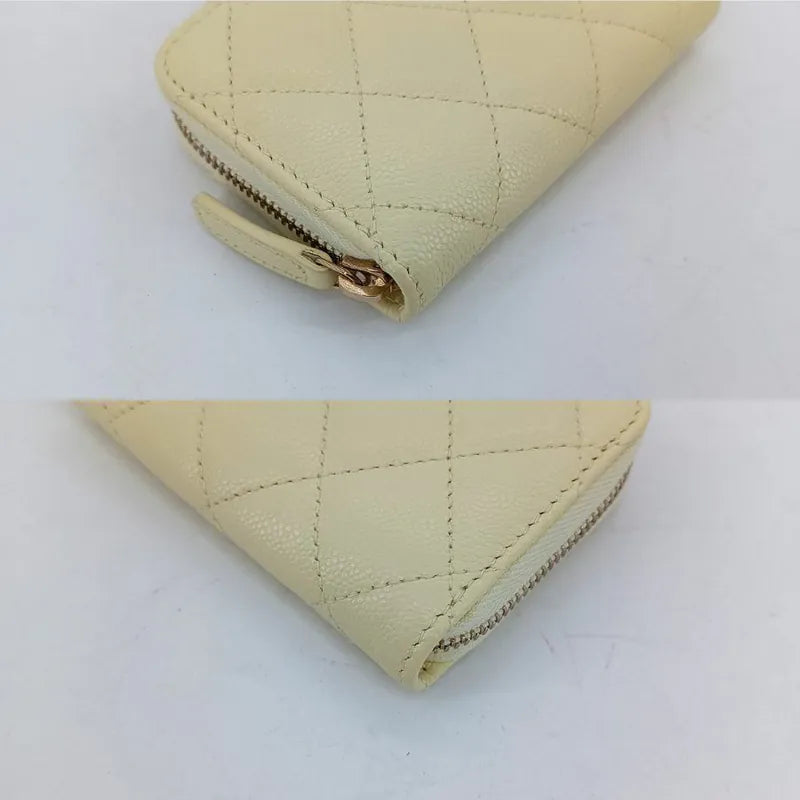RA383 - CHANEL Yellow Caviar Leather Classic Zipped Coin Purse