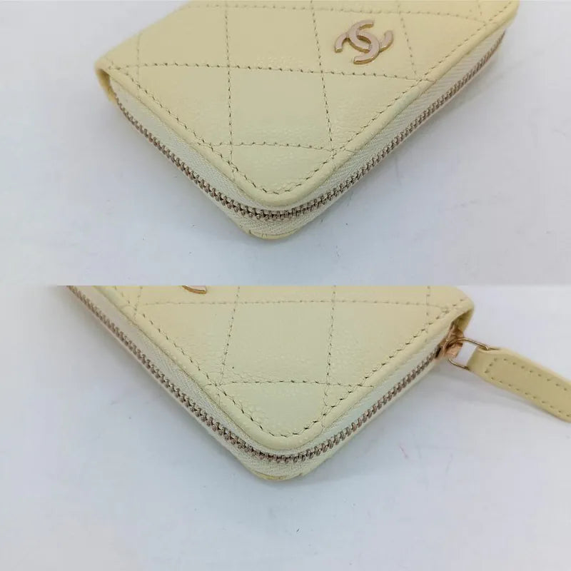 RA383 - CHANEL Yellow Caviar Leather Classic Zipped Coin Purse